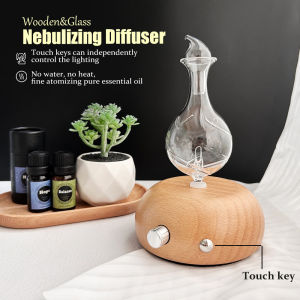 FLOWEROMA Waterless Essential Oil Diffuser Touch Sensor Control LED Light Intermittent Mist Aromatherapy Scent Diffuser for Home Office Spa Yoga