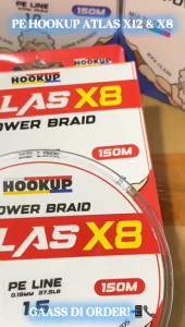 SENAR FISHING PE HOOKUP ATLAS X8 WARNA MULTICOLOR PANJANG 150M & 300M TERSEDIA VARIASI BARU MODEL SINGLE PACK READY UKURAN 017MM - 034MM