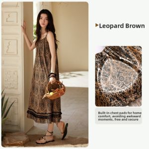 yuenei | Pure Cotton Summer Sleepwear Womens Gown Loose Strap Thin Vacation Long Dress Comfortable Underwear Breathable Nightgown