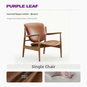 PURPLE LEAF | Retro Nordic Style Solid Wood Single Seater Sofa Armchair