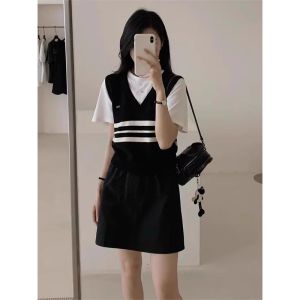 HUOLISI | French Style Illusion Two-Piece V-Neck T-Shirt