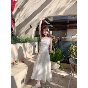 Summer Vacation Style White Spliced Lace Floral Halter Dress