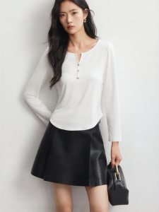 Vero Moda | Áo Thun Tay Dài Cổ Bán Mở Nút Tim Ôm Sát Mới Thu