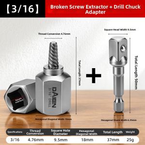 DAIENGONGJU | Broken Thread Extractor Screw Remover Anti-slip Inside Hex Screw Removal Tool