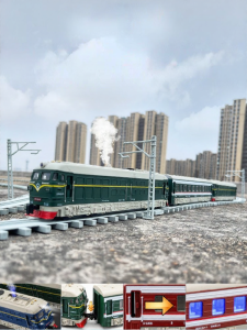 CHEZHI | Mô Hình Tàu Điện Đóng Gỗ Hợp Kim 1/87
