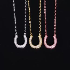 Huitan Hình Chữ U Mặt Dây Chuyền Vòng Cổ Cho Nữ Sáng Bóng Đính Đá Cubic Zirconia Cưới Choker Thời Trang Hình Học Trang Sức Với Khóa Tôm Hùm