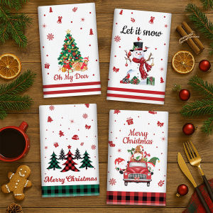 2/4PCS Christmas Kitchen Towel Merry Christmas Decoration for Home 2025 Dishcloth Xmas Ornament Navidad Natal New Year Gift 2026