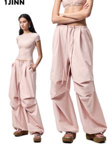 1JINN STUDIO | Vintage Washed Loose Drawstring Waist Work Pants
