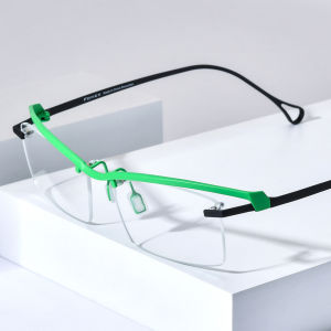 FONEX Titan nguyên chất Gọng kính nam giới thiết kế thương hiệu kính mắt bán dáng vuông không viền kinh doanh nửa-rim Nhật Bản siêu nhẹ chất lượng cao tùy chỉnh kính mắt cho mắt 85817