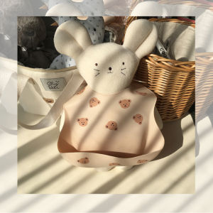 Beruang Bib Portabel Tahan Air Bear Silicon baby Bib Celemek Mpasi bayi  bear