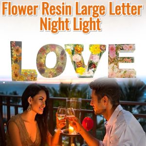 Flower Resin Large Letter Night Light Transparent Flower Resin Night Lamp Alphabet