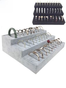 Tủ Đựng Trang Sức Cao Cấp Khay Trưng Bày Hình Thang Khăn Lông Cừu Khay Đựng Vòng Tay Khay Đựng Nhẫn Khay Đựng Khuyên Tai