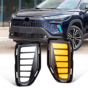 DRL For Toyota Corolla Cross 2024 2025 LED Daytime Running Lights Turn Signal Fog Lamps Front Bumper Headlights Auto Daylights