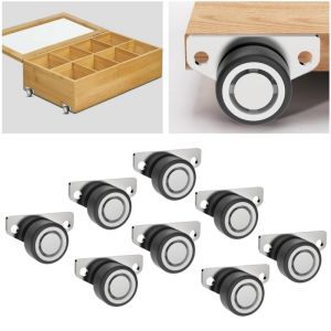 4/8PCS Mini Side Mount Caster WheelsSilent Rubber Furniture CastersDirectional Cartwheels For Trolley Drawer Kitchen Cabinets