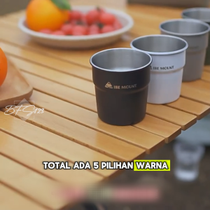 Gelas Camping Stainless Steel 304 Kapasitas 300 ml Gelas Kopi Hiking ISE Mount