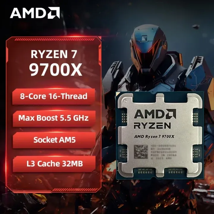 AMD | Premium Unlocked R7 9700X Desktop Processor |8C16T 5.5GHz Zen5 AM5 Bulk No Package