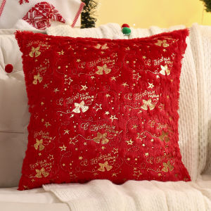 1 PC Christmas Throw Pillow Cover Winter Plush Bronzing Christmas Decoration Living Room