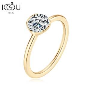 IOGOU 1CT 6.5mm Moissanite Engagement Wedding Ring for Women 925 Silver Real D Color Round Diamond Band Certificate Jewelry Gift