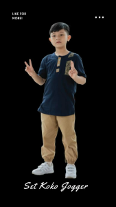 Setelan Baju Koko Celana Joger Anak Laki-Laki Perempuan Couple Terbaru 6 8 10 12 Tahun Hoofla Kids