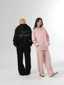 dangerouspeople | Rose Print Hoodie Fall Drop Shoulder Loose Versatile