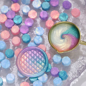 100 ชิ้น Aurora แปดเหลี่ยมซีลขี้ผึ้งลูกปัดสําหรับแสตมป์ Handmake ประดับการ์ดซองจดหมาย fire Lacquer Sealing Wax