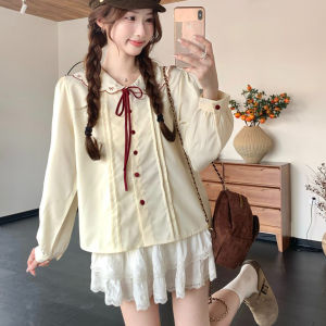 Áo Sơ Mi Dài Tay Thêu Cổ Búp Bê Ngọt Ngào Cho Nữ Mùa Thu Rộng Rãi Thời Trang Cổ Điển Mới Thời Trang Công Sở