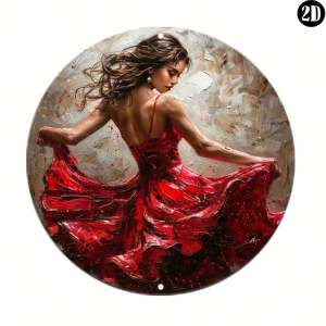 Vintage Tin Sign Red Dress Lady Retro Metal Wall Art 8x12 Inch for Man Cave Home Bar Decor