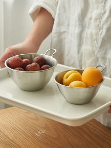 ชามใส่ผลไม้แบบมีด้ามจับสแตนเลส 304 สำหรับใช้ในบ้าน ชามใส่ผลไม้ขนาดเล็ก ชามใส่ของกินเล่น ชามล้างผัก รุ่นใหม่ปี 2024