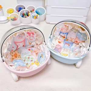 Cute Baby Cradle Shape Desktop Storage Box Doll Baby Bed For Storage Container Storage Trunks Dolls Bed Furniture Accessories
