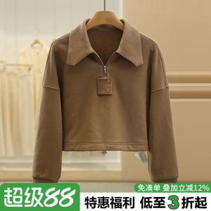 Korean Style Pure Color Small Zipper Hoodie Casual Turn-down Collar Sweatshirt Comfortable Cotton Polyester Blend Long Sleeve