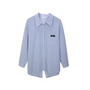 QLX | Plus Size Blue and White Striped Shirt Autumn