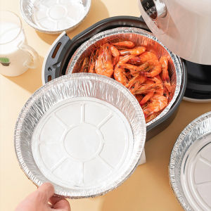 【Free Shipping】10PCS Round Aluminum Foil Tin Tray Non-stick Air Fryer Oil-proof Disc Disposable Disk for BBQ Steamer Kitchen Supplies