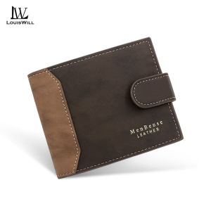 LouisWill กระเป๋าสตางค์แฟชั่นสำหรับผู้ชายกระเป๋าเงินกระเป๋าสตางค์สั้นแบบเรียบง่าย PU กระเป๋าสตางค์ธุรกิจพับสามทบกระเป๋าเดินทางใส่บัตรได้หลายช่องผู้ที่ใส่บัตร ID เครดิต Pouch Koin