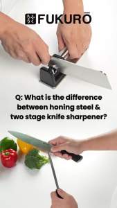 Fukuro Premium Knife Sharpener 7.5" With Honing Steel Knife Sharpener Tool Easy and Safe