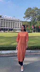 Áo dài cách tân Ladyfashion dáng suông phối phụ kiện sang chảnh AD068