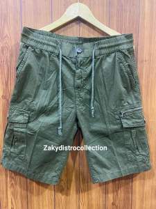 celana kargo pendek polos pinggang karet/ celana import ba Wang Cheng /celana pria outdoor/ celana keren celana distro/celana kargo pendek