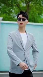 Korean Blazer Formal Business Jacket for Men Casual Suit Jacket for Wedding Tuxedos Lightweight Jacket