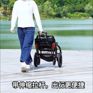 Lightweight Foldable Manual Wheelchair | Hidden Pull Rod Honeycomb Solid Tire Travel Wheelchair for Elderly & Disabled Spring Shock Absorption