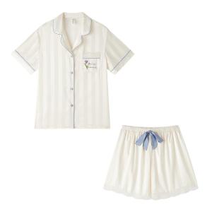 BE | Short Sleeve Short Pant Silk Sleepwear Set with Pads