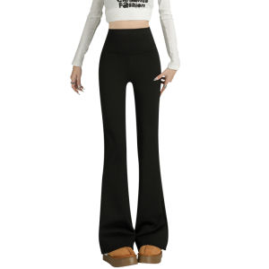 Quần Ống Loe Lót Lông Cừu Màu Đen Cạp Cao Nâng Mông Bó Sát Quần Shark Barbie Quần Bó Sát Mùa Thu Đông Mới Về