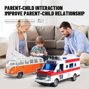 Childrens educational remote control toy car Ambulance vintage bus four-belt lithium electric boy toy simulation model，toy for kids
