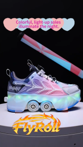 Retractable Wheel Roller Skates for Adults – LED Light Up Waterproof Rechargeable 2-in-1 Skate