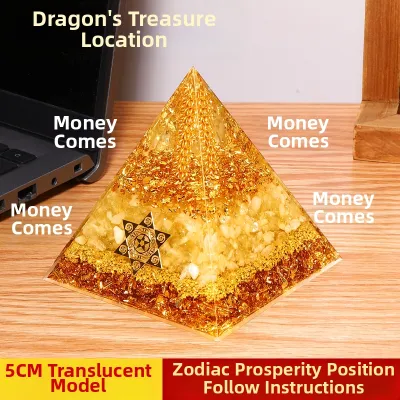 2026 Year of Wealth Attraction Yellow Crystal Pyramid Home Office Decorations Money Drawing Desktop Ornaments Gift