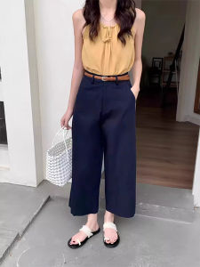 ฤดูร้อน สูงบาง เอว พรางหุ่น Lyocell ข้อเท้ายาว กางเกงลำลอง หลวม หลากหลาย ขากว้างสไตล์คุณยาย ผู้หญิง กางเกง