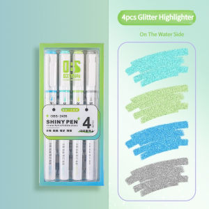 4pcs Glitter Highlighters Flexible Line Width & Smudge-Proof Water-Based Ink For Sparkling Note-Taking Planner Bible Journaling