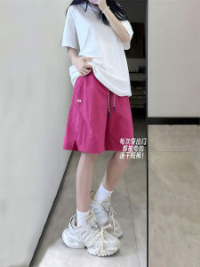 Quần Short Lụa Băng Nhanh Khô Màu Hồng Cho Nam Mùa Hè Quần Dài Năm Điểm Thường Ngày Đi Biển Quần Áo Cặp Đôi