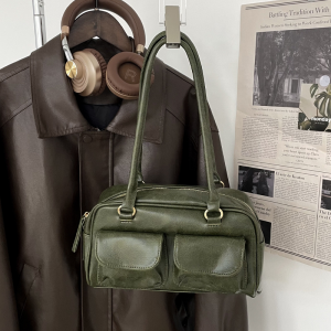 Retro Handbag Womens Summer New Single Shoulder Bag High Quality Casual Underarm Messenger Bag Soft PU Leather Zipper Closure