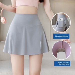 miiow | Ice Silk Safety Pants High Waist Yoga Skort Thin Sportswear For Women Summer Cool Feeling Tennis Skirt Anti-Light Walking
