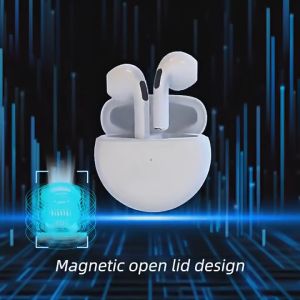 Headset Bluetooth Pro 6 TWS with Mic Support Call Earphone Bluetooth Henset Bloetooth HiFi Stereo Earphone Wireless