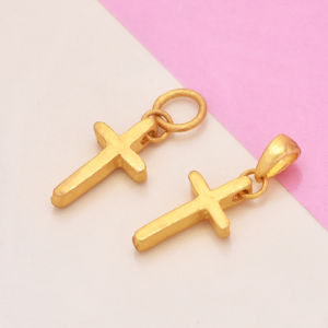 Exquisite Double-Sided Gold Cross Pendant Faithful Ancient Method Yellow Gold 999 Pure Gold Jewelry Necklace Religious Symbol